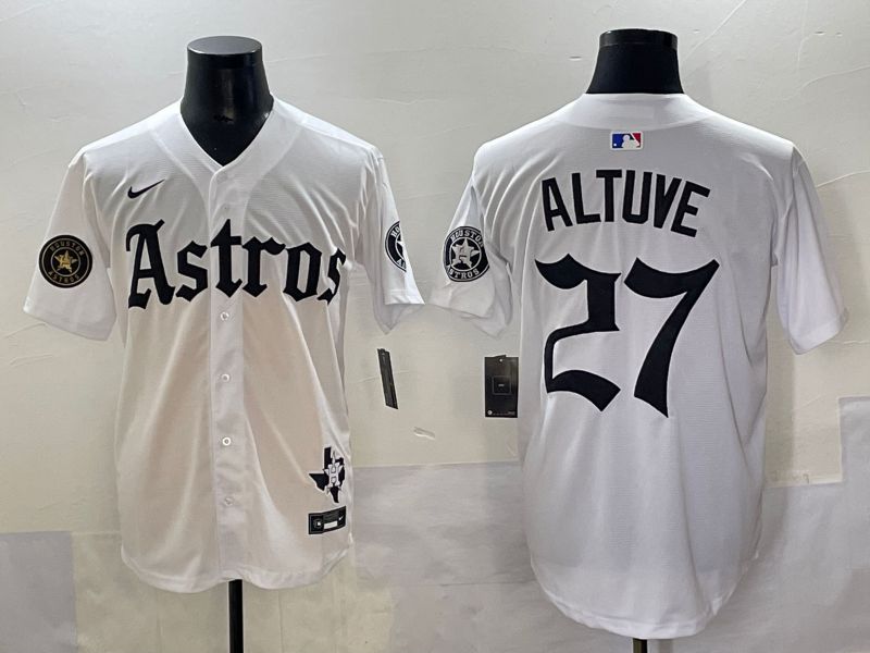 Men 2025 Houston Astros #27 Altuve White Five generations Joint Name Nike MLB Jersey style 15